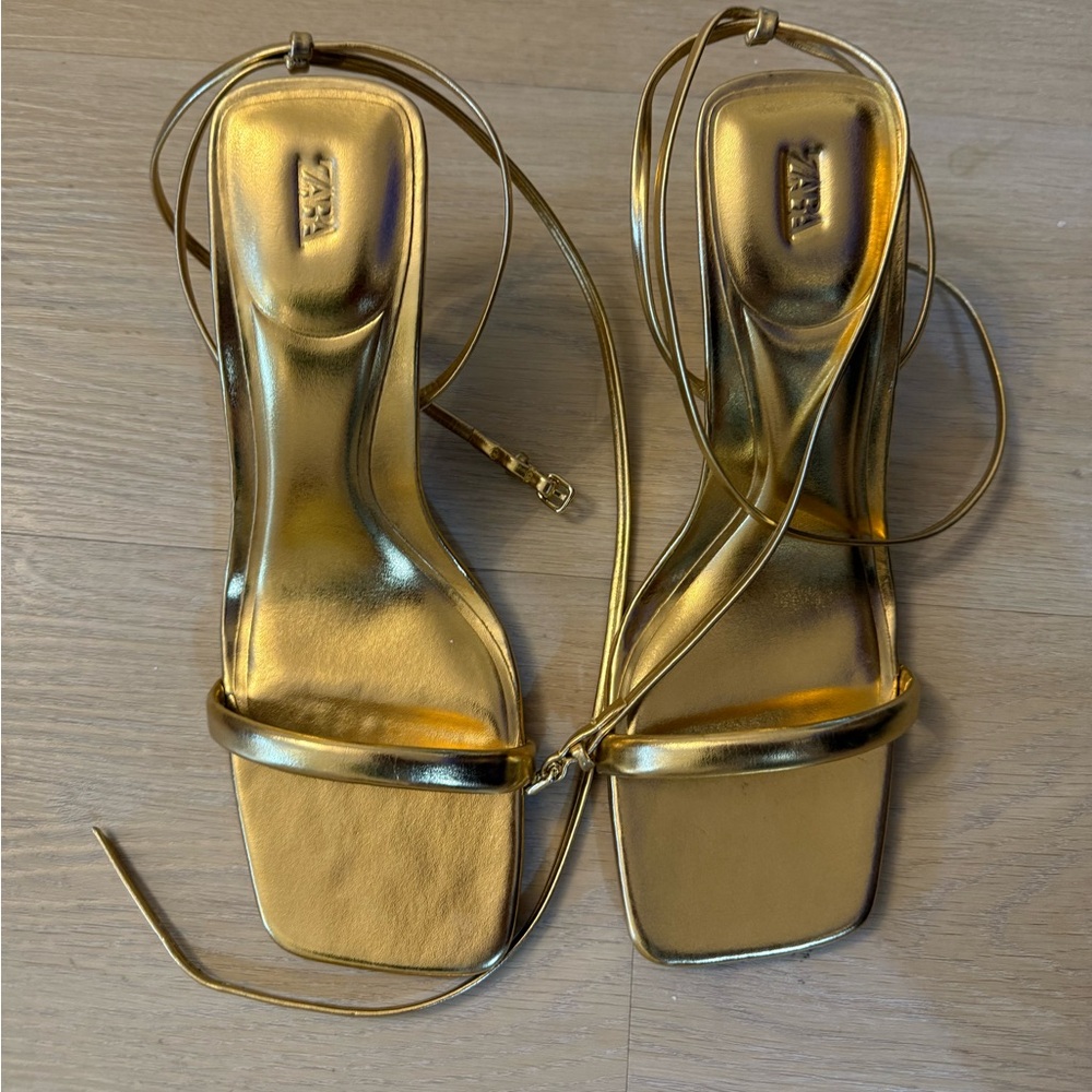 Gold Zara strap heels